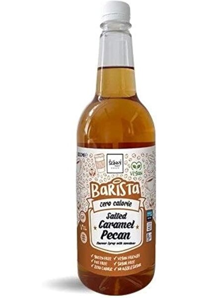 SKINNY شراب قهوة باريستا من ذا فود كو، خالي من السعرات الحرارية، 1 لتر، بنكهة الكراميل المملح والجوز.