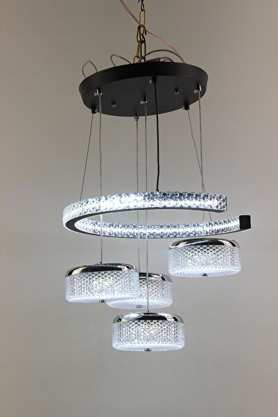 GN GEN AYDINLATMA Premium Kristal Dokulu 4 Sarkıtlı Çemberli Serisi Tek Renk ...