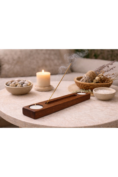 Üreet Ahşap Tütsülük ve Mumluk - Dekoratif Tütsü Standı