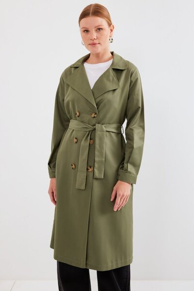 Modayakamoz 5853 Double Breasted Collar Trench Coat - Khaki