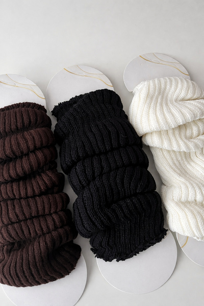 Hakan Collezione 3-Piece Cream & Brown & Black Set Women's Premium Thick Aerobics Long Dust Socks Boot Socks