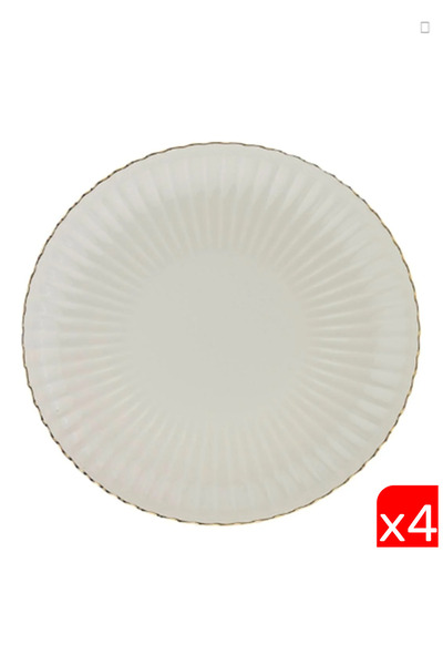 Kütahya Porselen Bone Luz Gold Mesh Cake Plate 21cm Set of 4