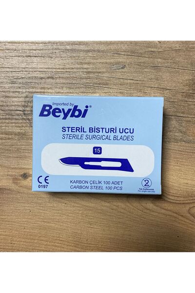 Beybi BİSTÜRİ UCU NO:15 (100 ADET) PASLANMAZ KARBON ÇELİK (NEŞTER UCU)(STERİL)