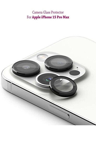 Generic واقي شاشة وعدسة كاميرا هاتف آيفون 15 برو ماكس من آبل - أسود