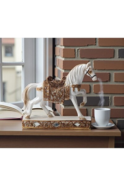 VDT STORE Lüks Nakış İşlemeli At Heykeli Dekoratif Masaüstü Biblo – 10 cm