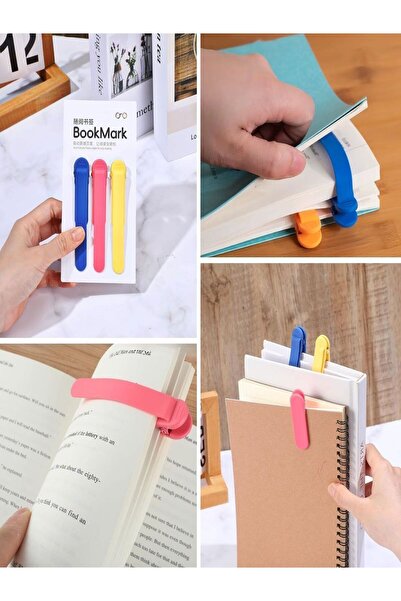 Özasya AVM 3’lü Otomatik Kitap Ayıracı – Akıllı Silikon Yer İmi Klips Seti, O...