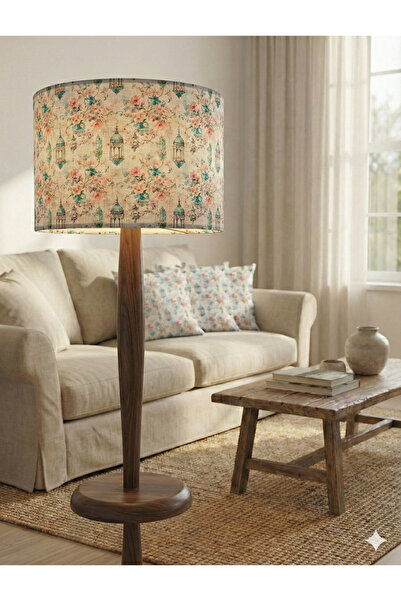 Otay Ev Dekorasyon Çiçekli Lambalar Desenli Kumaş Lambader Başlığı ( Sadece Başlık )