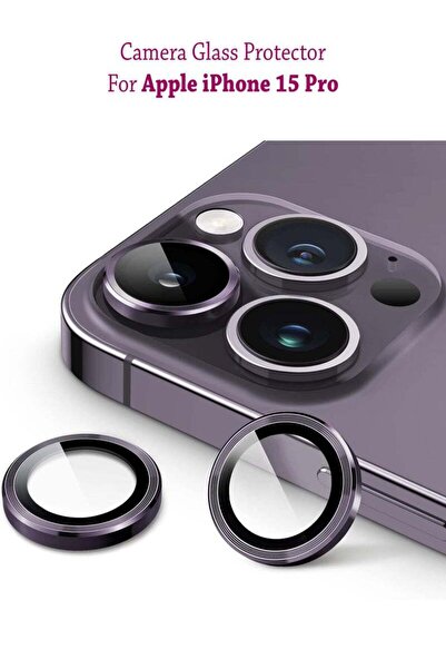 Generic واقي شاشة وعدسة كاميرا هاتف آيفون 15 برو من آبل - بنفسجي