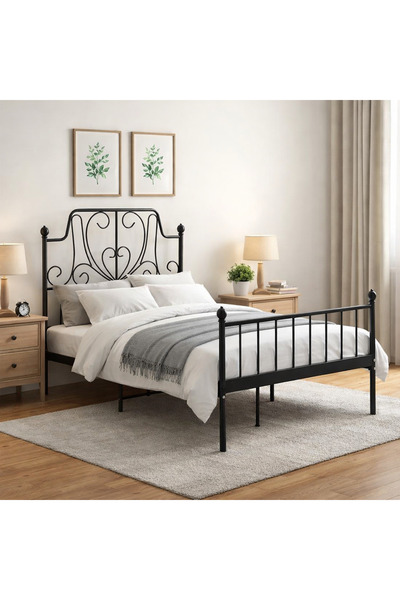 SADANHOME سرير حديد -اسود -120سم 190Xسم