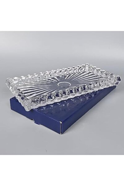 Generic A luxurious 34cm round, transparent, patterned glass serving dish sui...