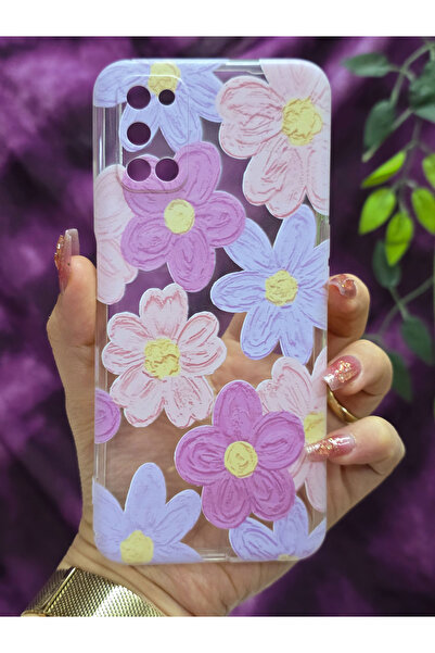 Magic Ring Oppo A52/A72/A92 Compatible Pastel Colored Flowers Pattern Transparent Phone Case