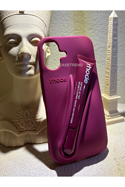 CASETREND iPhone (16) uyumlu Lip Case Ruj Bölmeli Rujlu Kılıf (Raspberry Jelly)