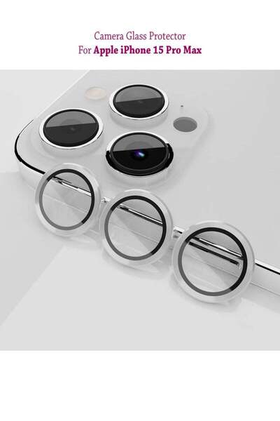 Generic واقي شاشة وعدسة كاميرا هاتف آيفون 15 برو ماكس من آبل - فضي