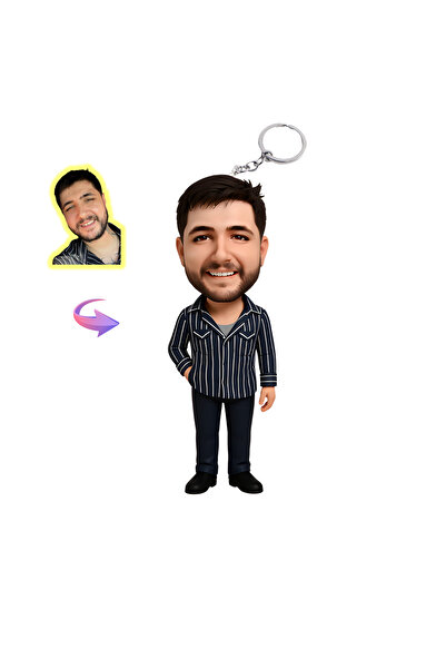 Tuval Kişiye Özel 3 Boyutlu Anahtarlık Figür 8cm (3D) / Yıldönümü, Sevgililer...