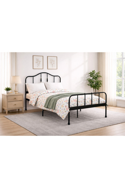 SADANHOME سرير حديد- اسود - 120سم 190Xسم