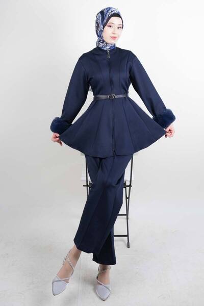 03KIZKULESITEKS طقم تيسيتير مكون من قطعتين من قماش السكوبا مع حزام خصر من الف...