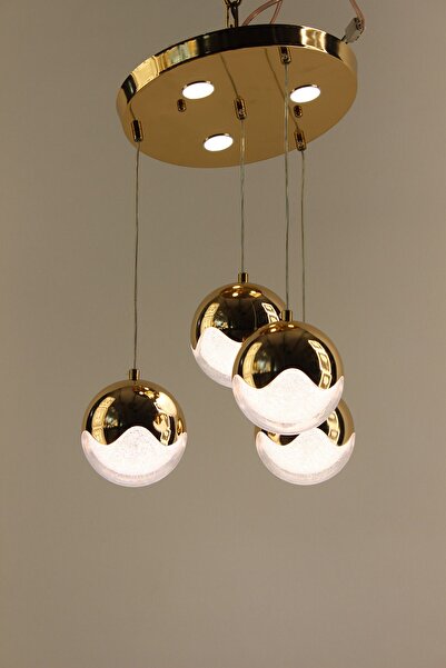 GN GEN AYDINLATMA Premium Altın Kaplama Kar Küresi Formlu 4'lü Çemberli Seris...