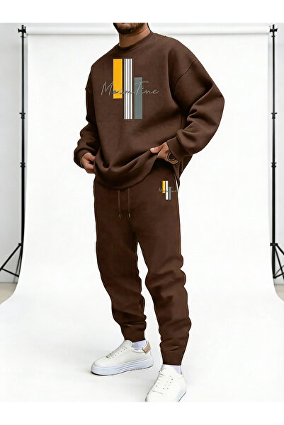 NİCE Crew Neck Tracksuit Set |   Winter Thick 3 Thread - Everyday Use - Bottom and Top Set