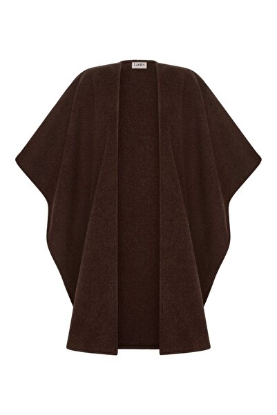 laulei Wool Cape Poncho Bitter Brown
