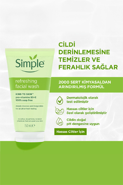 Simple Kind to Skin Karma ve Normal Ciltler İçin Sabunsuz Günlük Yüz Temizleme Jeli 150 ML 3'lü Set