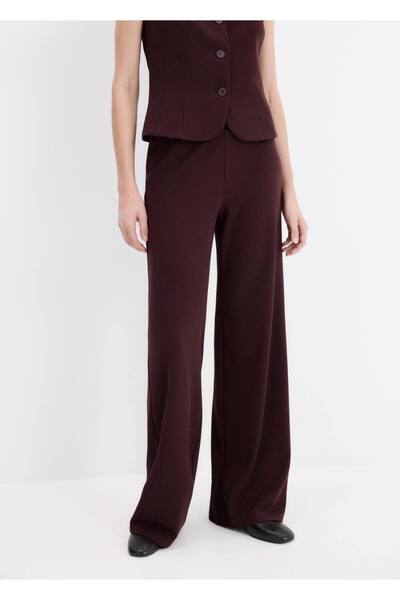 MANGO Woman Düşük belli düz kesim kumaş pantolon