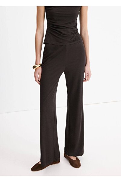 MANGO Woman Beli bağcıklı düz kesim pantolon