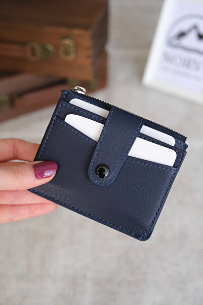 Norvi Leather Snap Fastener Zippered Card Holder 1253