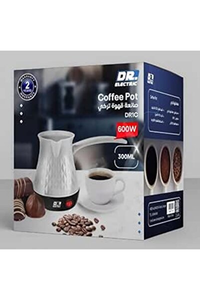 DR.ELECTRIC Electric Turkish Coffee Maker, 600W, 300ml, White, Model DR1C
