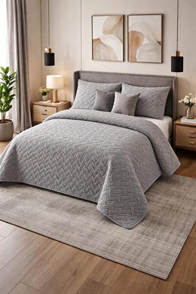AKSU Belenay Embroidered Quilted Bedspread Modern Washable 4 Seasons 240X250 65X85 2 Pieces Pillows