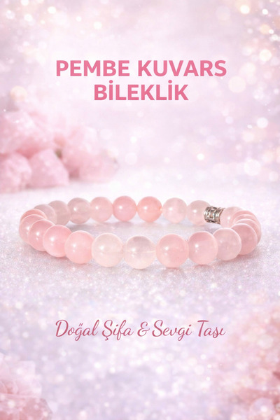 tesbihciadam Pembe Kuvars Bileklik – Sevgi & Aşk Taşı, Doğal Enerji Bilekliği