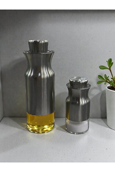 cc bin shihon Oil dispenser set with glass salt shaker and stainless steel exterior