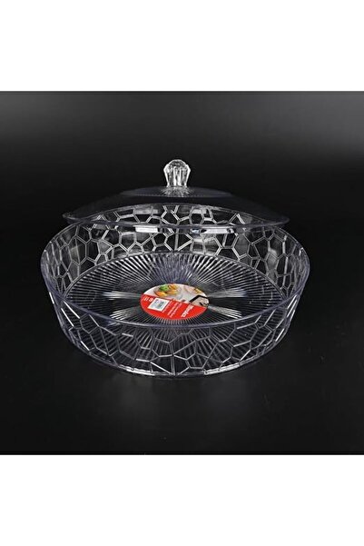 Generic Round Acrylic Serving Plate with Transparent Lid 30x15 cm
