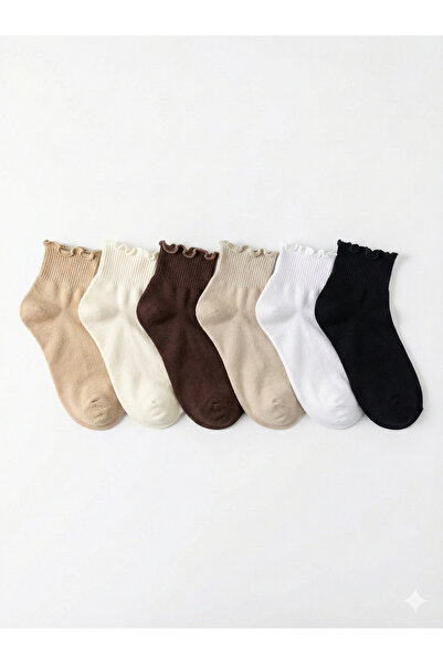 TGSocks Basic Fırfır Detaylı 6 Adet Soket Çorap - Vintage Renk Serisi