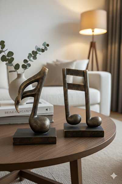 Dekoromi 2'li Dekoratif Müzik Notası Biblo ve Ev Dekorasyon Obje (27cm Boy)