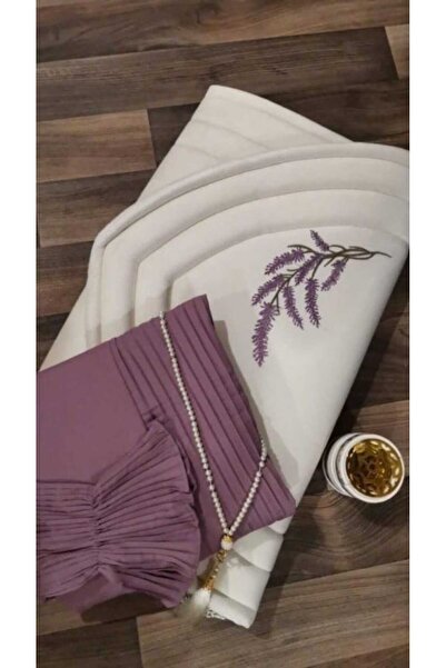 Gerenic Prayer set: embroidered prayer rug, pleated sheet, and Quran cover