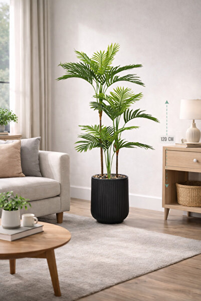 AMZOE Artificial palm tree with 3 branches and a pot – 120 cm high