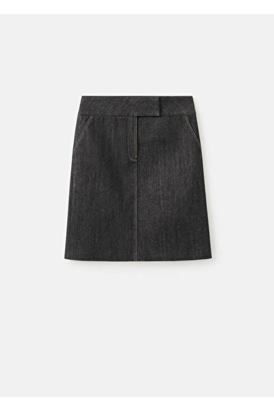 MANGO Woman Midi denim etek