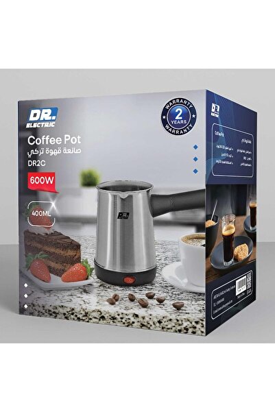 DR.ELECTRIC Electric Turkish Coffee Maker, Stainless Steel, 400ml, 600W, Heat Resistant Handle, Diamond Shape