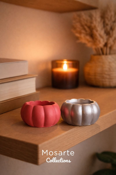 Mosarte Minimal Pumpkin Design Decorative Object / Vase Set of 2 - Pink / Sil...