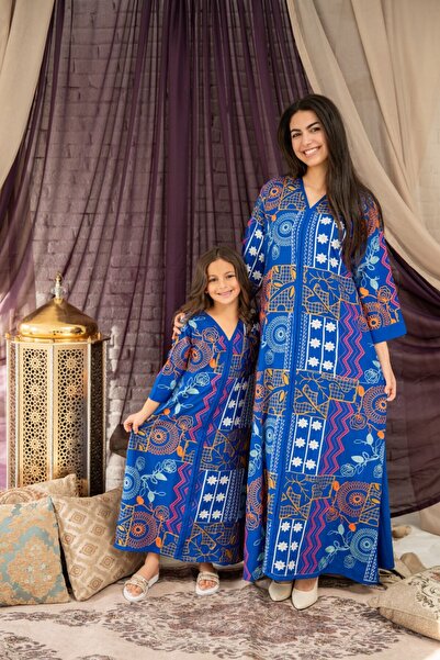 AFandina طقم جلابية الأم والبنت بتصميم متناغم ونقوش فاخرة لإطلالة عائلية أنيق...