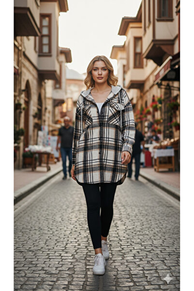 Polologin Butik Brown Color Araboy Hooded Lumberjack Shirt