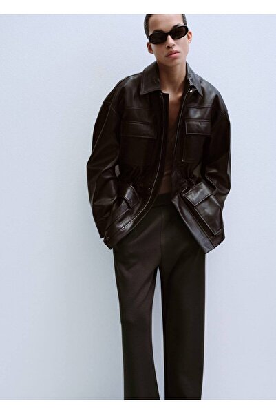 MANGO Woman Beli bağcıklı düz kesim pantolon