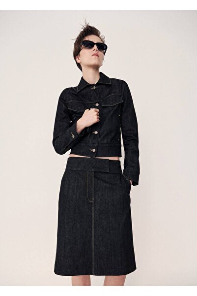 MANGO Woman Midi denim etek