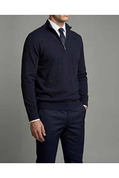 TerziAdemAltun Italian Style S Slim Fit Men's Half-High Collar Zipper Knitwea...