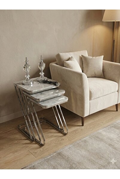 Riyes Tasarım Z Zigon 3 lü Krom Ayaklı - Modern & Şık