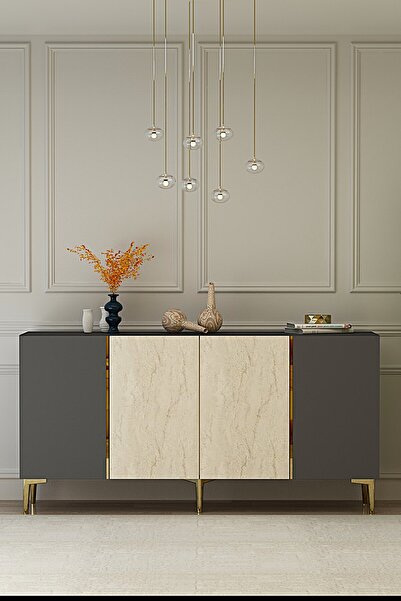 CENEYRA KA1524ATG POLİ150 KONSOL, KAHVE KÖŞESİ ve TV SEHPASI ANTRASİT-TRAVERT...