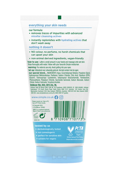 Simple Water Boost Micellar Kuru Mat Ciltleri Canlandıran Nemlendiricili Yüz Temizleme Jeli 150 ML 3'li Set