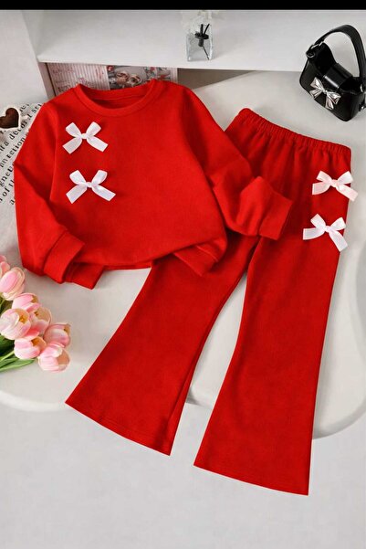 BEBEĞİME ÇORAP Girls' Tracksuit with Bow Detail