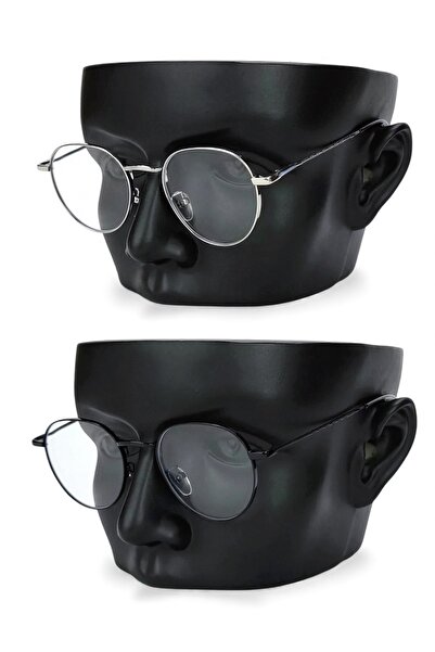 BAPPİR 2-Piece Blue Light Protective Glasses Optical Compatible Set Round Silver Black