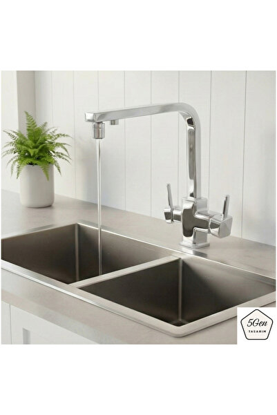 5Gen Tasarım صنبور مطبخ من الكروم مربع الشكل مُعدّل مسبقًا